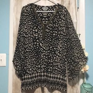 JM Collection Leopard Print Long Sleeve Blouse 🐆